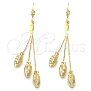 Oro Laminado Long Earring, Gold Filled Style Corn Design, Polished, Golden Finish, 5.092.006