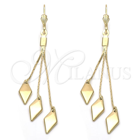 Oro Laminado Long Earring, Gold Filled Style Polished, Golden Finish, 5.093.005