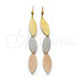Arete Largo 5.094.012 Oro Laminado, Diseño de Oja, Mate, Tres Tonos