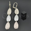 Oro Laminado Long Earring, Gold Filled Style Leaf Design, Polished, Tricolor, 5.096.001