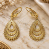 Oro Laminado Dangle Earring, Gold Filled Style Teardrop and Filigree Design, Polished, Golden Finish, 5.098.012