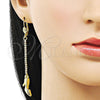 Oro Laminado Long Earring, Gold Filled Style Shoes Design, with White Crystal, Polished, Golden Finish, 5.099.001