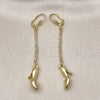 Oro Laminado Long Earring, Gold Filled Style Shoes Design, with White Crystal, Polished, Golden Finish, 5.099.001