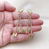 Oro Laminado Long Earring, Gold Filled Style Butterfly Design, with White Crystal, Polished, Golden Finish, 5.099.009