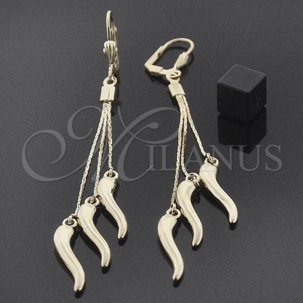 Oro Laminado Long Earring, Gold Filled Style Polished, Golden Finish, 5.102.004
