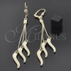 Oro Laminado Long Earring, Gold Filled Style Polished, Golden Finish, 5.102.004