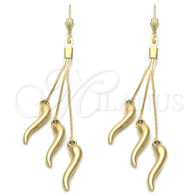 Oro Laminado Long Earring, Gold Filled Style Polished, Golden Finish, 5.102.004