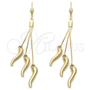 Oro Laminado Long Earring, Gold Filled Style Polished, Golden Finish, 5.102.004