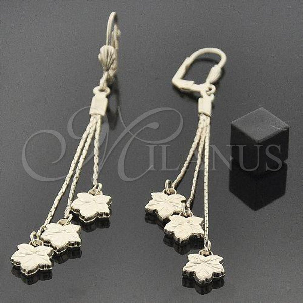 Oro Laminado Long Earring, Gold Filled Style Flower Design, Polished, Golden Finish, 5.109.002