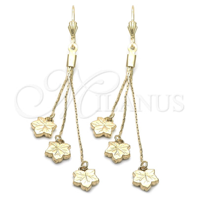 Oro Laminado Long Earring, Gold Filled Style Flower Design, Polished, Golden Finish, 5.109.002
