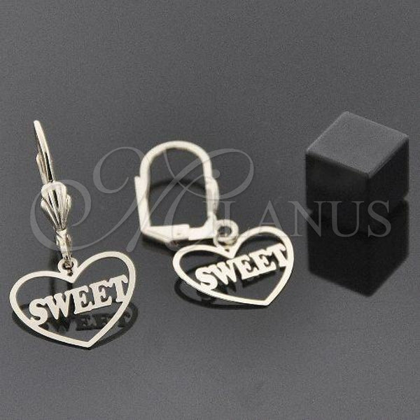 Oro Laminado Dangle Earring, Gold Filled Style Heart Design, Polished, Golden Finish, 5.110.013