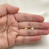 Oro Laminado Stud Earring, Gold Filled Style with White Cubic Zirconia, Polished, Golden Finish, 5.128.023