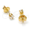Oro Laminado Stud Earring, Gold Filled Style with White Cubic Zirconia, Polished, Golden Finish, 5.128.023