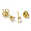 Oro Laminado Stud Earring, Gold Filled Style with White Cubic Zirconia, Polished, Golden Finish, 5.128.023