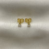 Oro Laminado Stud Earring, Gold Filled Style with White Cubic Zirconia, Polished, Golden Finish, 5.128.023