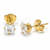 Oro Laminado Stud Earring, Gold Filled Style with White Cubic Zirconia, Polished, Golden Finish, 5.128.025