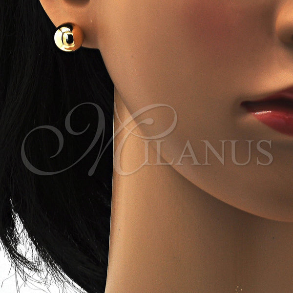 Oro Laminado Stud Earring, Gold Filled Style Ball and Hollow Design, Polished, Golden Finish, 5.128.014