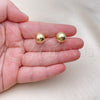 Oro Laminado Stud Earring, Gold Filled Style Ball and Hollow Design, Polished, Golden Finish, 5.128.014