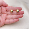Oro Laminado Stud Earring, Gold Filled Style Ball and Hollow Design, Polished, Golden Finish, 5.128.014