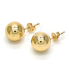Oro Laminado Stud Earring, Gold Filled Style Ball and Hollow Design, Polished, Golden Finish, 5.128.014