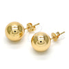 Oro Laminado Stud Earring, Gold Filled Style Ball and Hollow Design, Polished, Golden Finish, 5.128.014