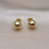 Oro Laminado Stud Earring, Gold Filled Style Ball and Hollow Design, Polished, Golden Finish, 5.128.014