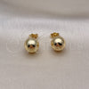 Oro Laminado Stud Earring, Gold Filled Style Ball and Hollow Design, Polished, Golden Finish, 5.128.014