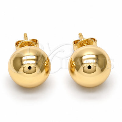 Oro Laminado Stud Earring, Gold Filled Style Ball and Hollow Design, Polished, Golden Finish, 5.128.014