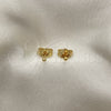 Oro Laminado Stud Earring, Gold Filled Style Ball Design, Polished, Golden Finish, 5.128.006