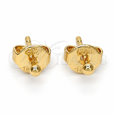 Oro Laminado Stud Earring, Gold Filled Style Ball Design, Polished, Golden Finish, 5.128.006