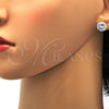 Oro Laminado Stud Earring, Gold Filled Style with White Cubic Zirconia, Polished, Golden Finish, 5.128.021
