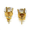 Oro Laminado Stud Earring, Gold Filled Style with White Cubic Zirconia, Polished, Golden Finish, 5.128.021