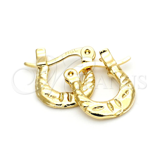 Oro Laminado Children Hoop, Gold Filled Style Diamond Cutting Finish, Golden Finish, 5.159.079