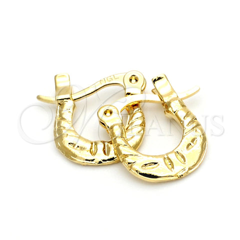 Oro Laminado Children Hoop, Gold Filled Style Diamond Cutting Finish, Golden Finish, 5.159.079