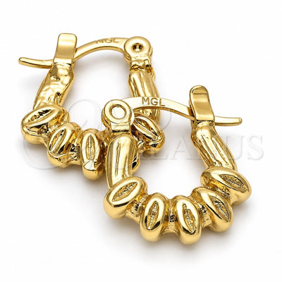 Oro Laminado Children Hoop, Gold Filled Style Leaf Design, Diamond Cutting Finish, Golden Finish, 5.159.072