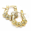 Oro Laminado Children Hoop, Gold Filled Style Leaf Design, Diamond Cutting Finish, Golden Finish, 5.159.072
