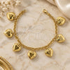 Oro Laminado Charm Bracelet, Gold Filled Style Heart and Rolo Design, Matte Finish, Golden Finish, 031.004.07 (05 MM Thickness, 7 Inches Length)