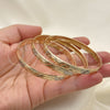 Gold Plated Dozen Bangle, Diamond Cutting Finish, Tricolor, 5.264.002.04 (06 MM Thickness, Size 4 (2.25 Diameter))
