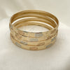 Gold Plated Dozen Bangle, Diamond Cutting Finish, Tricolor, 5.264.002.04 (06 MM Thickness, Size 4 (2.25 Diameter))
