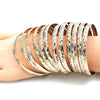 Gold Plated Dozen Bangle, Diamond Cutting Finish, Tricolor, 5.264.002.05 (06 MM Thickness, Size 5 (2.50 Diameter))