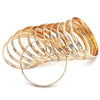 Gold Plated Dozen Bangle, Diamond Cutting Finish, Tricolor, 5.264.002.05 (06 MM Thickness, Size 5 (2.50 Diameter))
