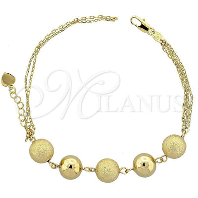Oro Laminado Fancy Bracelet, Gold Filled Style Ball Design, Matte Finish, Golden Finish, 5.005.013 (12 MM for wholesale, main product view