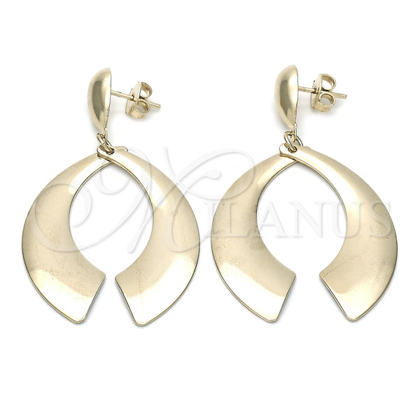 Oro Laminado Long Earring, Gold Filled Style Polished, Golden Finish, 02.32.0517