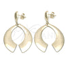 Oro Laminado Long Earring, Gold Filled Style Polished, Golden Finish, 02.32.0517