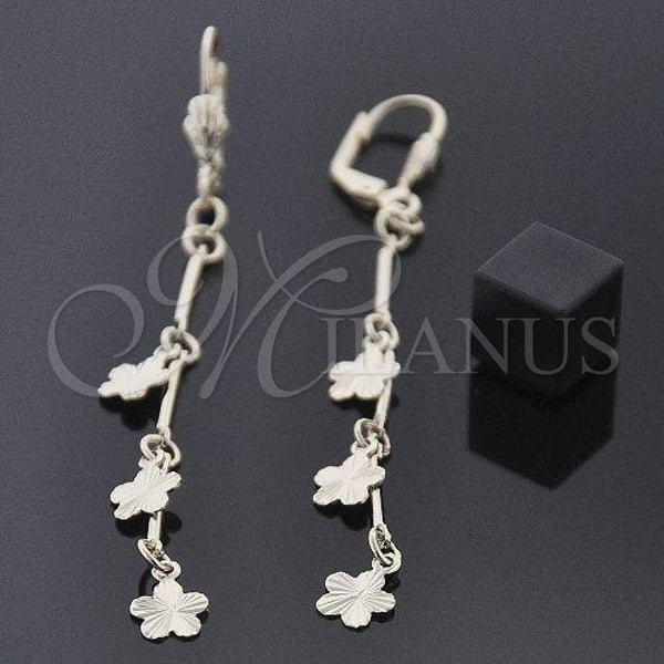 Oro Laminado Long Earring, Gold Filled Style Flower Design, Polished, Golden Finish, 5.016.003
