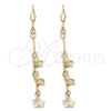 Oro Laminado Long Earring, Gold Filled Style Flower Design, Polished, Golden Finish, 5.016.003