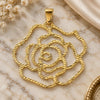 Oro Laminado Fancy Pendant, Gold Filled Style Flower Design, Diamond Cutting Finish, Golden Finish, 5.017.002