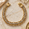 Oro Laminado Fancy Bracelet, Gold Filled Style with White Cubic Zirconia, Polished, Golden Finish, 5.020.003 (0.35 Gauge, 08 MM Thickness, 7 Inches Length)