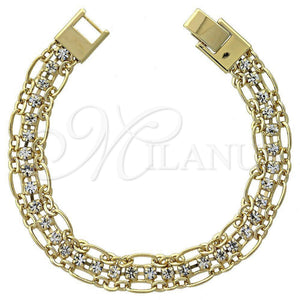Oro Laminado Fancy Bracelet, Gold Filled Style with White Cubic Zirconia, Polished, Golden Finish, 5.020.003 (0.35 Gauge, 08 MM Thickness, 7 Inches Length)