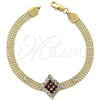 Oro Laminado Fancy Bracelet, Gold Filled Style with White Cubic Zirconia, Polished, Golden Finish, 5.022.007 (10 MM Thickness, 8 Inches Length)
